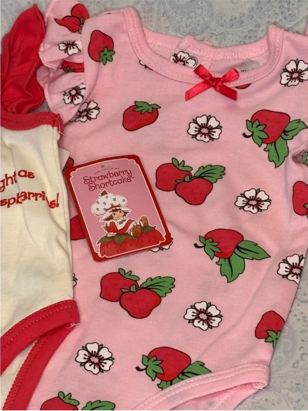 Strawberry Shortcake Infants Pink & Red One-Piece Bodysuit 3 piece Set